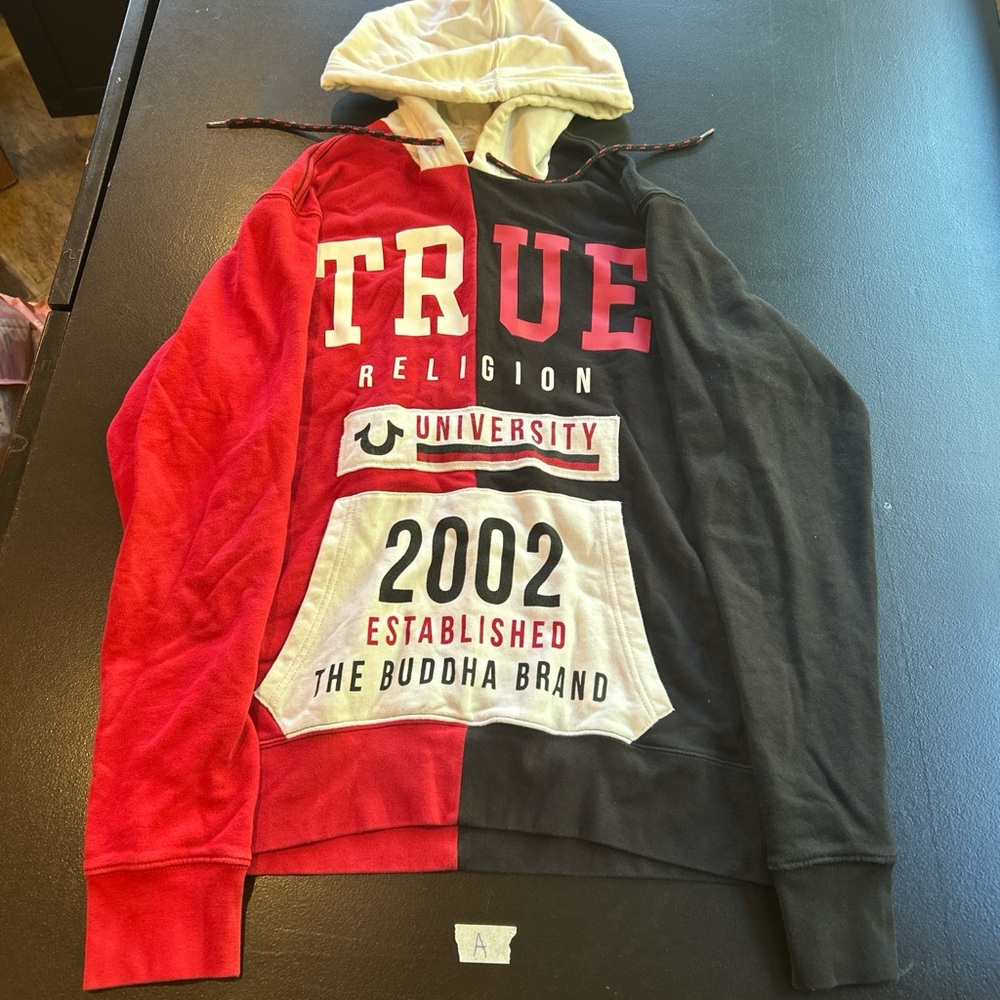True Religion Red and Black Graphic Hoodie